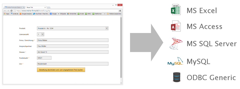 Daten aus Online Formular in Excel und Access