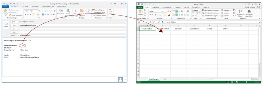 E-Mail Daten auslesen und nach MS Excel importieren