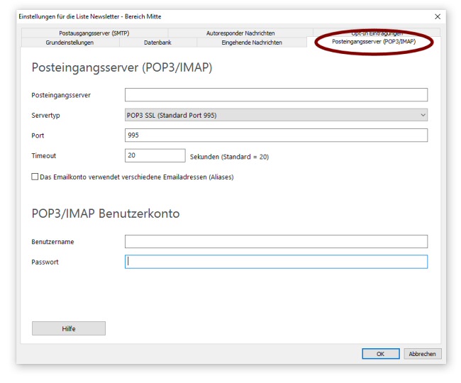 Posteingangsserver Pop3/SMTP