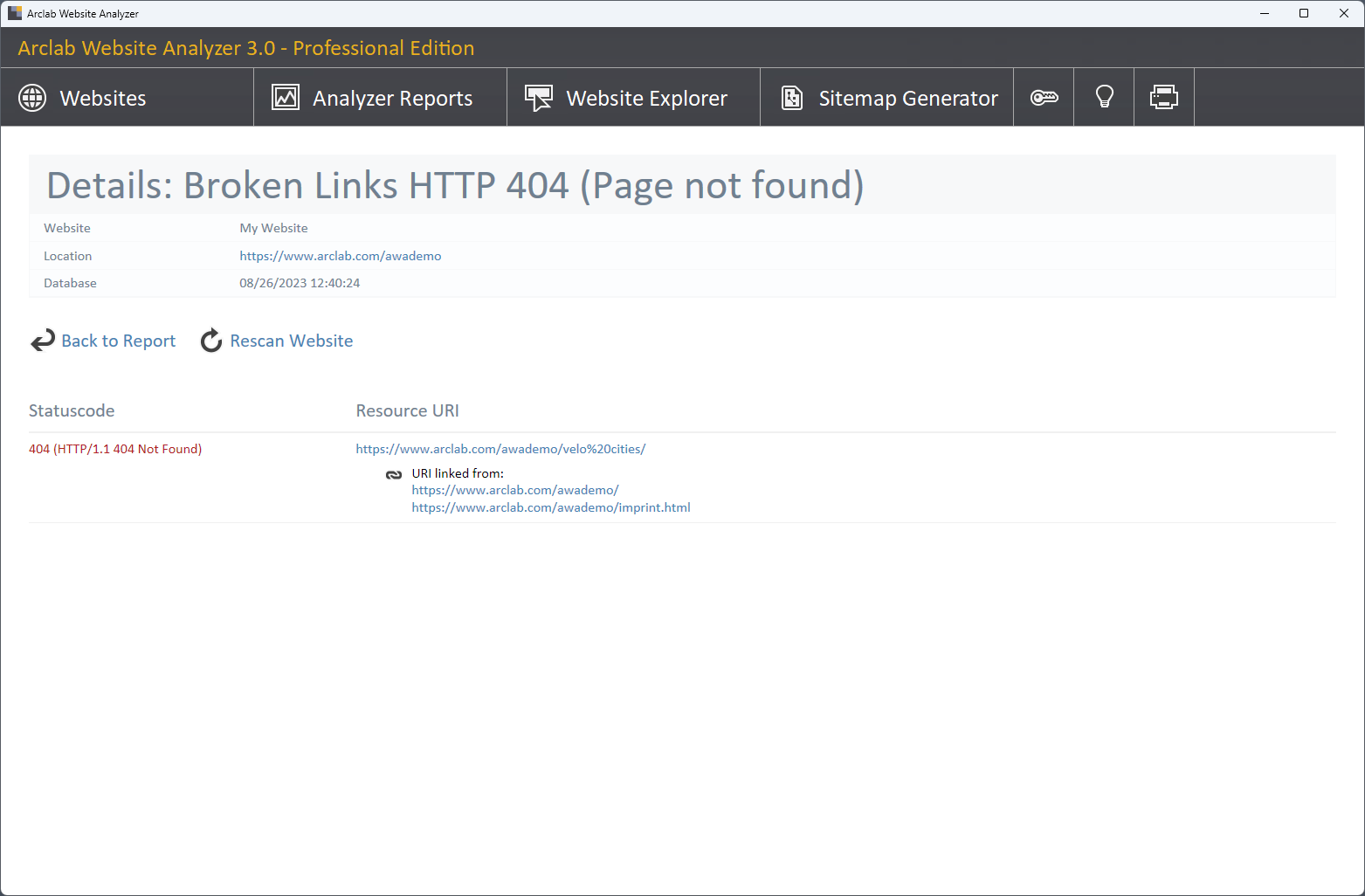 Find 404 Broken Link Errors
