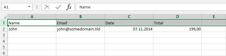 MS Excel data types