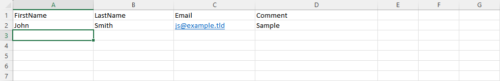 Create Table in Excel